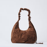 Sac porté épaule froncé – Grand modèle, marron foncé