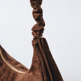 Sac porté épaule froncé – Grand modèle, marron foncé