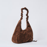 Sac porté épaule froncé – Grand modèle, marron foncé
