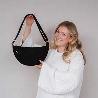 Sac bandoulière en velours côtelé noir