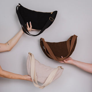 Sac bandoulière en velours côtelé noir