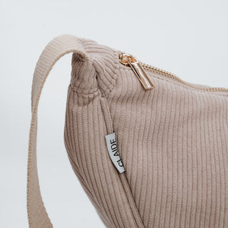 Sac bandoulière en velours côtelé beige