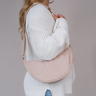 Sac bandoulière en velours côtelé beige