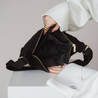 Sac bandoulière en velours côtelé noir