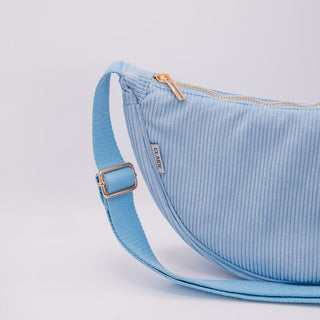 Sac bandoulière en velours côtelé bleu clair