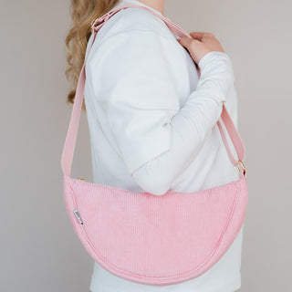 Sac bandoulière en velours côtelé rose