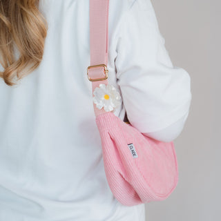 Sac bandoulière en velours côtelé rose