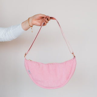 Sac bandoulière en velours côtelé rose