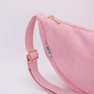 Sac bandoulière en velours côtelé rose